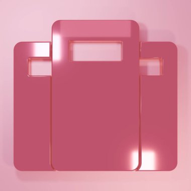 Pembe Polis saldırı kalkanı ikonu pembe arka planda izole edildi. Minimalizm kavramı. 3 Boyutlu resimleme.