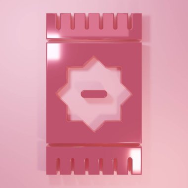 Pembe Meksika halı ikonu pembe arka planda izole edilmiş. Minimalizm kavramı. 3 Boyutlu resimleme.