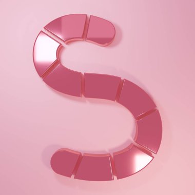 Pembe Solucan simgesi pembe arkaplanda izole edilmiş. Balık oltası. Minimalizm kavramı. 3 Boyutlu resimleme.