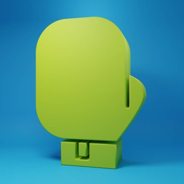 Green Boxing glove icon isolated on blue background. Minimalism concept. 3D render illustration.