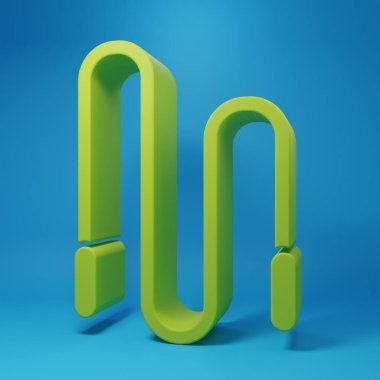 Green Jump rope icon isolated on blue background. Skipping rope. Sport equipment. Minimalism concept. 3D render illustration.