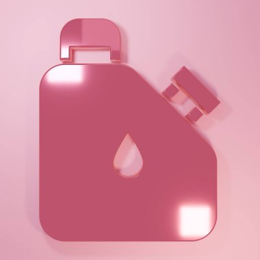 Pembe arka planda izole edilmiş yanıcı sıvılar için pembe kutu. Yağ ya da biyoyakıt, patlayıcı kimyasallar, tehlikeli maddeler. Minimalizm kavramı. 3 Boyutlu resimleme.