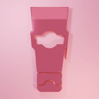 Pembe arka planda izole edilmiş pembe diş macunu ikonu tüpü. Minimalizm kavramı. 3 Boyutlu resimleme.