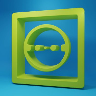 Mavi arkaplanda yeşil elektrik çıkış simgesi izole edildi. Elektrik prizi. Rosette sembolü. Minimalizm kavramı. 3 Boyutlu resimleme.