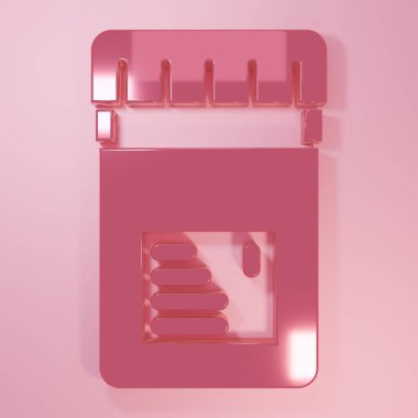 Pembe Biyolojik olarak aktif katkı simgesi pembe arka planda izole edilmiş. Minimalizm kavramı. 3 Boyutlu resimleme.