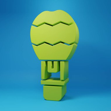 Green Hot air balloon icon isolated on blue background. Air transport for travel. Minimalism concept. 3D render illustration.