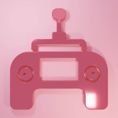 Pembe Drone uzaktan kumandalı verici ikonu pembe arka planda izole edildi. Minimalizm kavramı. 3 Boyutlu resimleme.