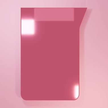Pembe Labaratuvar cam süslemesi ya da beher ikonu pembe arka planda izole edilmiş. Minimalizm kavramı. 3 Boyutlu resimleme.