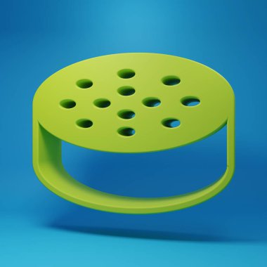 Mavi arkaplanda yeşil su sensörü simgesi izole edildi. Minimalizm kavramı. 3 Boyutlu resimleme.