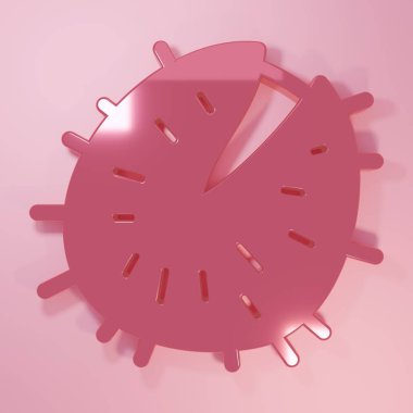 Pembe Kestane simgesi pembe arka planda izole edilmiş. Dikenli ve sert kestane. Minimalizm kavramı. 3 Boyutlu resimleme.