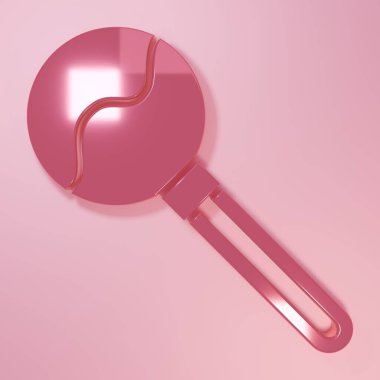 Pembe lolipop ikonu pembe arka planda izole edilmiş. Yemek, lezzetli bir sembol. Mutlu Cadılar Bayramı Partisi. Minimalizm kavramı. 3 Boyutlu resimleme.