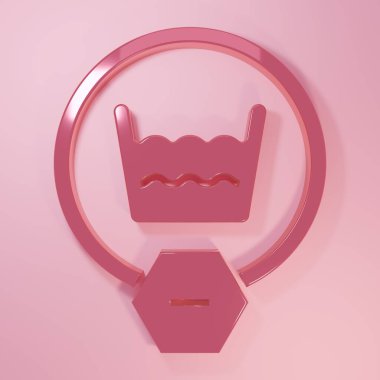 Pembe narin çamaşır ikonu pembe arka planda izole edilmiş. Minimalizm kavramı. 3 Boyutlu resimleme.