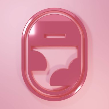 Pembe Uçak pencere simgesi pembe arka planda izole edilmiş. Uçak lombozu. Minimalizm kavramı. 3 Boyutlu resimleme.