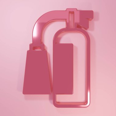 Pembe yangın söndürücü ikonu pembe arka planda izole edilmiş. Minimalizm kavramı. 3 Boyutlu resimleme.