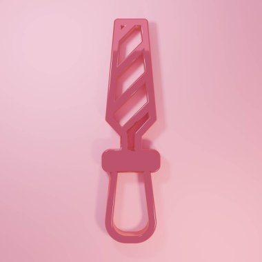 Pembe Rasp metal dosya simgesi pembe arkaplanda izole edildi. Ahşap ve metalle çalışmak için Rasp. Tezgah ve atölye için alet. Minimalizm kavramı. 3 Boyutlu resimleme.