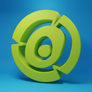 Mavi arkaplanda yeşil tahta kütük simgesi izole edildi. Yakacak odun yığını. Minimalizm kavramı. 3 Boyutlu resimleme.