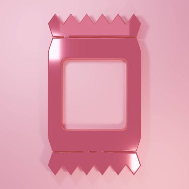 Pembe gübre torbası ikonu pembe arka planda izole edilmiş. Minimalizm kavramı. 3 Boyutlu resimleme.
