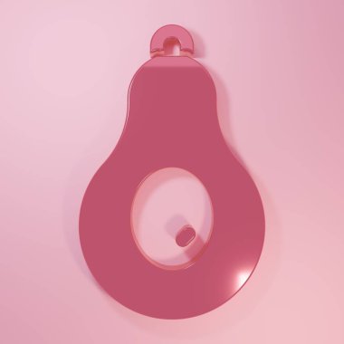 Pembe Avokado meyve ikonu pembe arka planda izole edilmiş. Minimalizm kavramı. 3 Boyutlu resimleme.