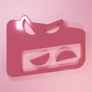 Pembe Ev Yapımı Meyveli Turta ikonu pembe arka planda izole edilmiş. Minimalizm kavramı. 3 Boyutlu resimleme.