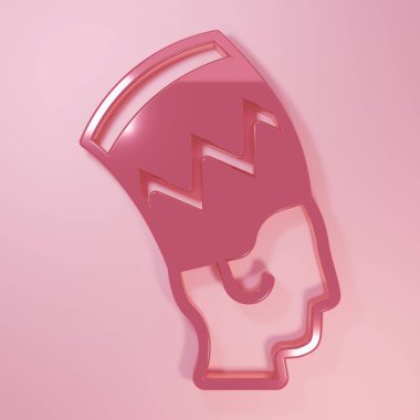 Pembe Nefertiti simgesi pembe arkaplanda izole edilmiş. Minimalizm kavramı. 3 Boyutlu resimleme.