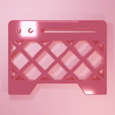Pembe Gitar amplifikatörü simgesi pembe arkaplanda izole edildi. Müzik aleti. Minimalizm kavramı. 3 Boyutlu resimleme.