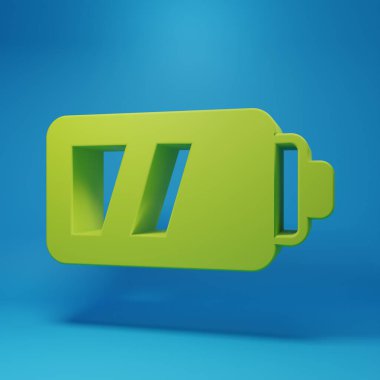 Green Photo camera icon isolated on blue background. Foto camera. Digital photography. Minimalism concept. 3D render illustration.