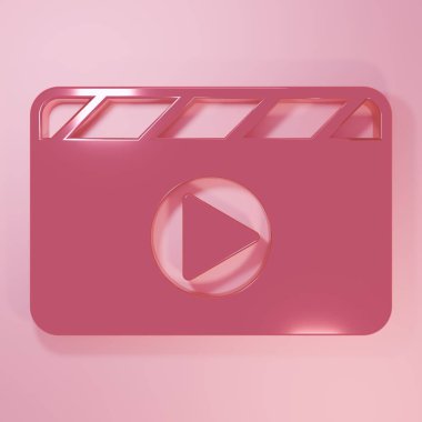 Pembe fotoğraf makinesi simgesi pembe arkaplanda izole edilmiş. Foto kamera. Dijital fotoğrafçılık. Minimalizm kavramı. 3 Boyutlu resimleme.
