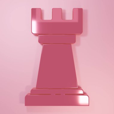 Pembe İş Stratejisi simgesi pembe arka planda izole edildi. Satranç sembolü. Oyun, yönetim, finans. Minimalizm kavramı. 3 Boyutlu resimleme.