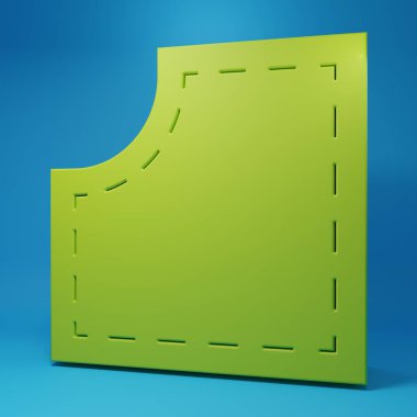 Yeşil Dikiş Deseni simgesi mavi arkaplanda izole edildi. Dikiş için işaretler. Minimalizm kavramı. 3 Boyutlu resimleme.