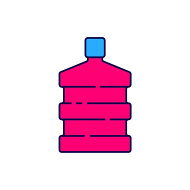 Beyaz arka planda izole edilmiş temiz su ikonuyla dolu büyük bir şişe. Soğutucu için plastik kap. Vektör.