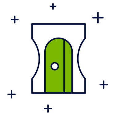 Filled outline Pencil sharpener icon isolated on white background.  Vector.