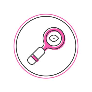 Beyaz arkaplanda izole edilmiş ana hatlı büyüteç simgesi. Arama, odaklanma, yakınlaştırma, iş sembolü. Vektör.