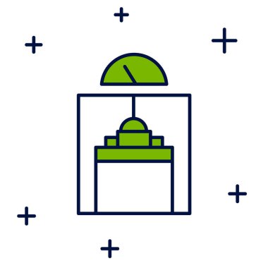 Doldurulmuş taslak kaldırma simgesi beyaz arkaplanda izole edildi. Asansör sembolü. Vektör.