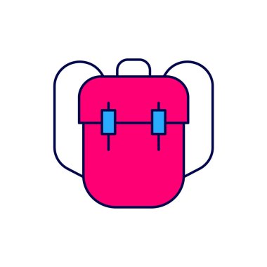 Doldurulmuş okul sırt çantası simgesi beyaz arkaplanda izole edildi. Vektör.