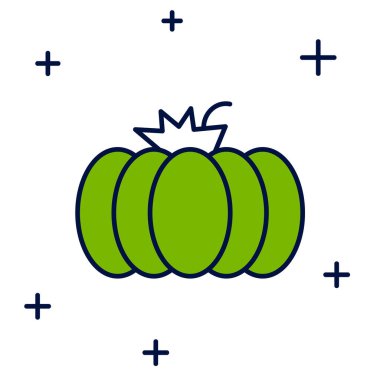 Doldurulmuş ana hatlı balkabağı simgesi beyaz arkaplanda izole edildi. Mutlu Cadılar Bayramı Partisi. Vektör.