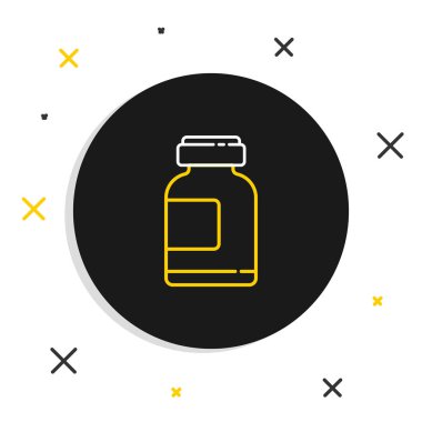 Line Sports 'un vücut geliştirme protein enerji içeceği ve beyaz arka planda izole edilmiş yiyecek ikonu. Renkli taslak konsepti. Vektör.