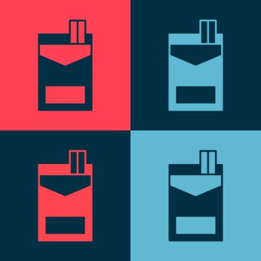 Pop Art Cigarettes paket kutusu simgesi renkli arka planda izole edildi. Sigara paketleri. Vektör.