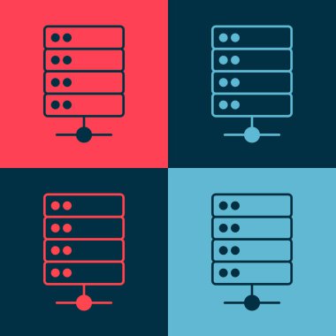 Pop Art Server, Data, Web sunucu simgesi renk arkaplanında izole edildi. Vektör.