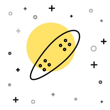 Siyah hat Longboard veya kaykay kruvazörü simgesi beyaz arka planda izole edildi. Olağanüstü bir spor. Spor malzemeleri. Rastgele dinamik şekiller. Vektör.