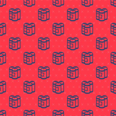 Kırmızı arkaplanda mavi çizgi boyası ikonu izole edilmiş, pürüzsüz desen. Vektör.