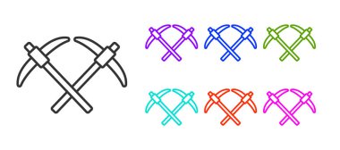 Siyah çizgili Kazma simgesi beyaz arkaplanda izole edildi. Simgeleri renklendirin. Vektör.