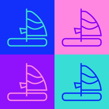 Pop Art Line Windsurfing simgesi renk arkaplanında izole edildi. Vektör.