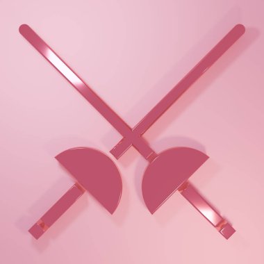 Pembe eskrim ikonu pembe arka planda izole edilmiş. Spor malzemeleri. Minimalizm kavramı. 3 Boyutlu resimleme.