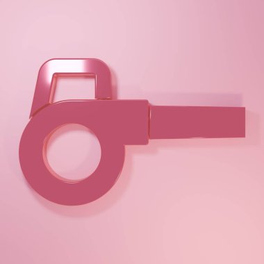 Pembe Yaprak bahçe üfleyici ikonu pembe arka planda izole edilmiş. Minimalizm kavramı. 3 Boyutlu resimleme.