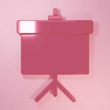 Grafik, çizelge, grafik, diyagram, bilgi tablosu, pembe arkaplanda izole edilmiş turta grafik simgesi. Minimalizm kavramı. 3 Boyutlu resimleme.