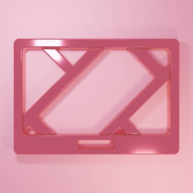 Pembe GPS cihazı ve pembe arka planda izole edilmiş harita simgesi. Minimalizm kavramı. 3 Boyutlu resimleme.