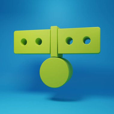 Green Collar with name tag icon isolated on blue background. Simple supplies for domestic animal. Cat and dog care. Pet chains. Minimalism concept. 3D render illustration.