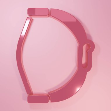 Pembe Fiyonk oyuncak ikonu pembe arka planda izole edilmiş. Minimalizm kavramı. 3 Boyutlu resimleme.