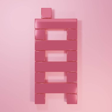 Pembe Mahjong parçaları pembe arka planda izole edilmiş. Çin mahjong kırmızı ejderha oyunu emojisi. Minimalizm kavramı. 3 Boyutlu resimleme.