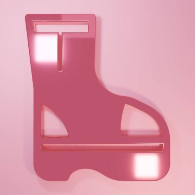 Pembe Ateş çizmeleri ikonu pembe arka planda izole edilmiş. Minimalizm kavramı. 3 Boyutlu resimleme.